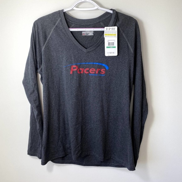 Under Armour Long Sleeve Performance Vneck tee Gray Shirt Large - Picture 1 of 7